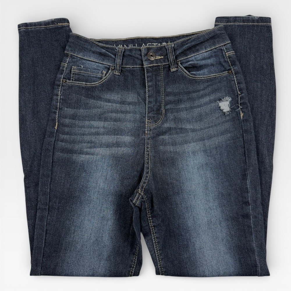 VANILLA STAR Womens‎ High Rise Distressed Skinny Blue Jean Size 1